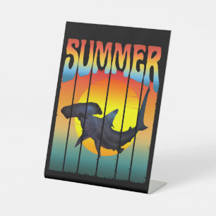 SIGNE DE TABLE MARTEAU DE REQUIN D'ÉTÉ COUCHER DE SOLEIL