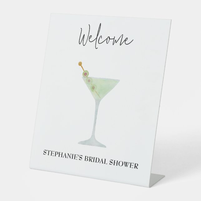 Signe De Table Martini Cocktail Mariage Fête des mariées Bienvenu (Recto)