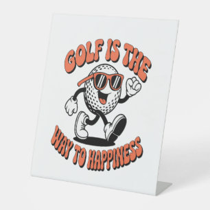 Signe De Table Mascotte de balle de golf joyeuse