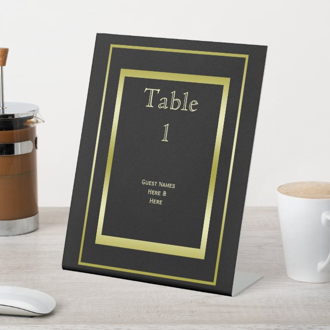 Signe De Table Masculine Double Gold Frame 50e anniversaire (In SItu)