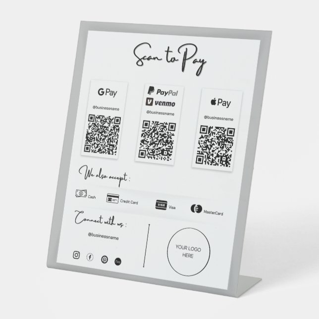 Signe De Table Meilleur paiement de code QR par Téléphone (Recto)