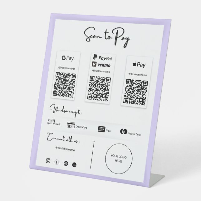 Signe De Table Meilleur paiement de code QR par Téléphone (Recto)