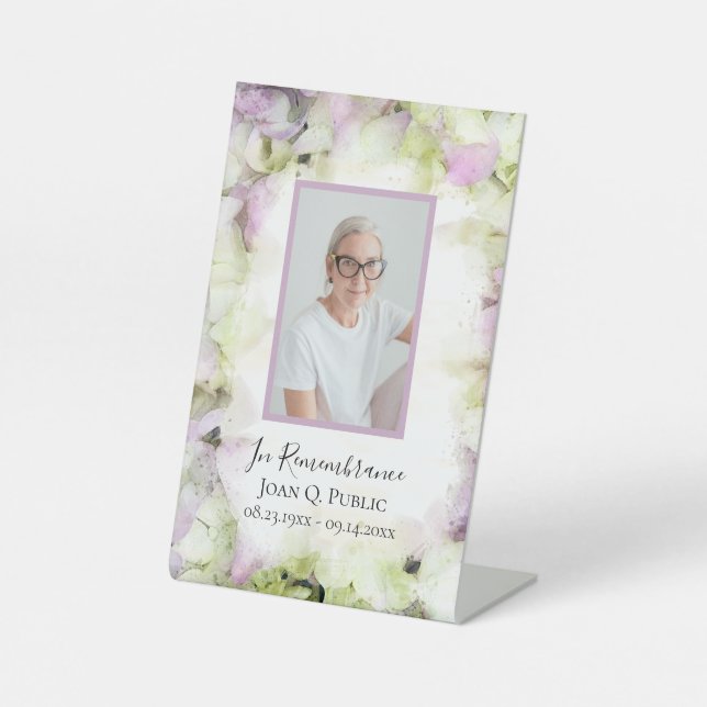 Signe De Table Mémorial funéraire d'aquarelle d'Hydrangea presque (Recto)