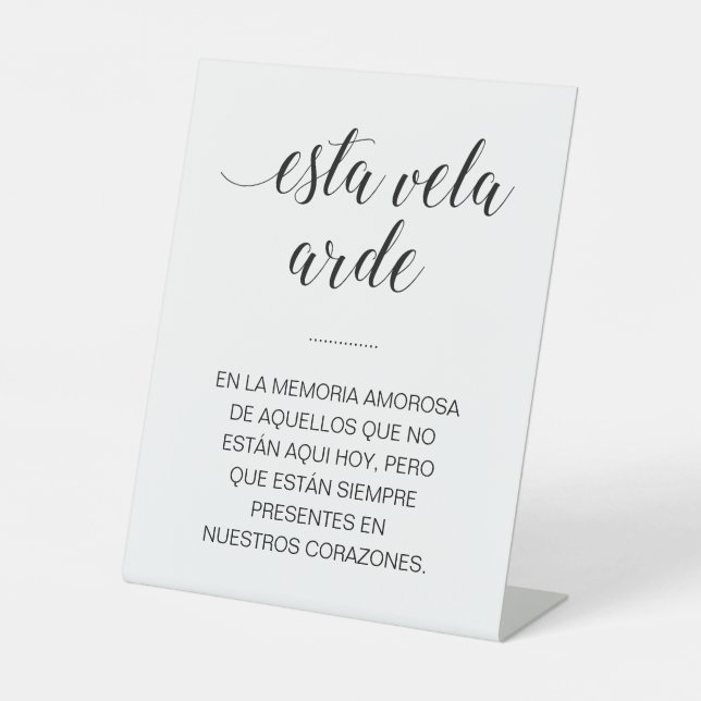 Signe De Table Mémorial Mariage Esta Vela Arde Connexion en espag (Recto)