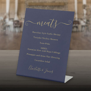 Signe De Table Menu alimentaire écriture signature bleu marine et