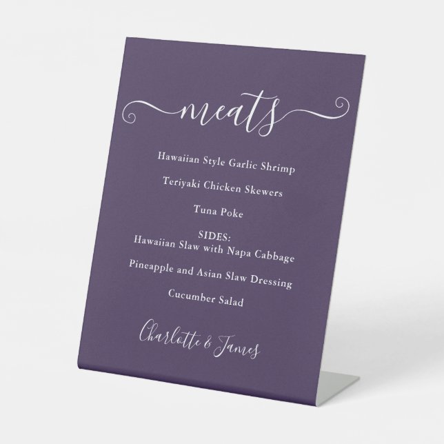 Signe De Table Menu Alimentation Signature Script Purple (Recto)