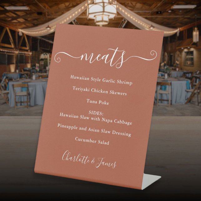 Signe De Table Menu Alimentation Signature Script Terracotta (Food Menu Signature Script Terracotta Pedestal Sign)
