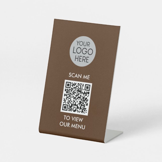 Signe De Table Menu Analyser le code QR pour afficher | Logo d'en (Recto)