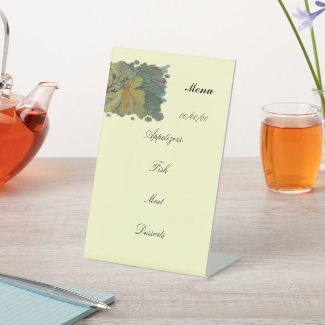 Signe De Table Menu aquarelle feuilles d'automne avec baies (Créateur téléchargé)