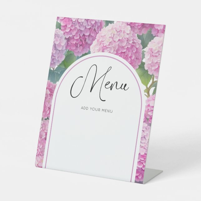 Signe De Table Menu Baby shower Fleurs d'Hydrangea (Recto)