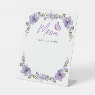 Signe De Table Menu Baby shower Papillons violets