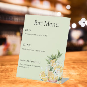 Signe De Table Menu bar sauge citronnelle verte