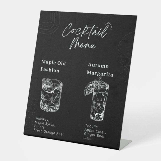 Signe De Table Menu Barre mariage de automne (Recto)