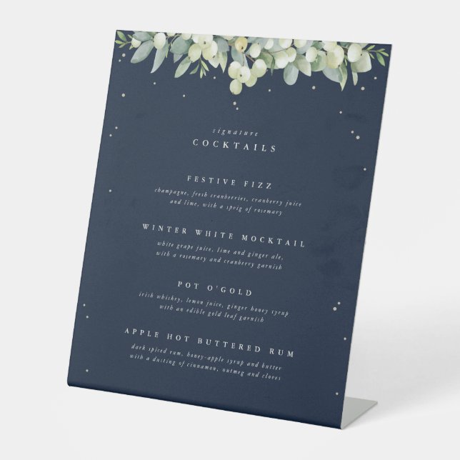 Signe De Table Menu Boissons Mariage de la Marine Snowberry+Eucal (Recto)