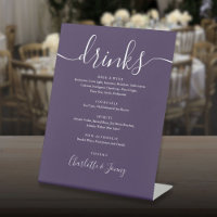 Menu Boissons Mariage de script de signature viole