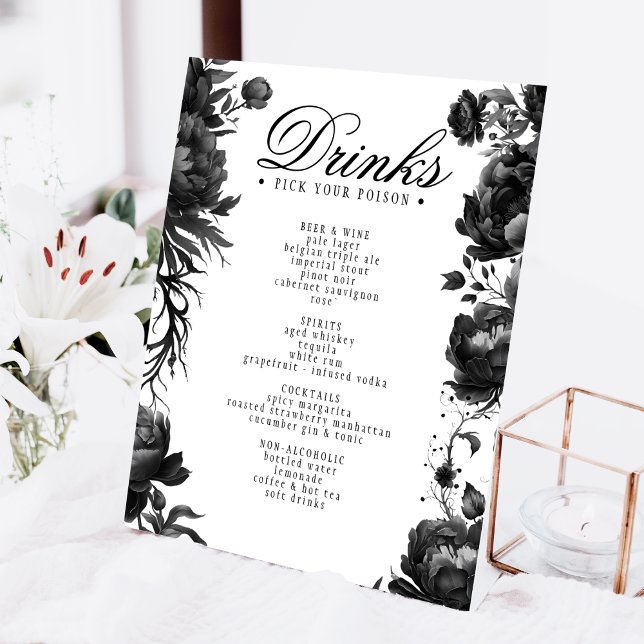 Signe De Table Menu classique Mariage blanc gothique (Créateur téléchargé)