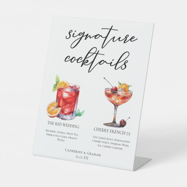Signe De Table Menu Cocktails Signature Mariage Rouge (Recto)