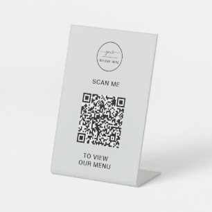 Signe De Table Menu Code QR   Logo Contactless Moderne Pedestal S
