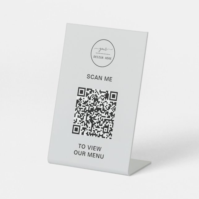 Signe De Table Menu Code QR | Logo Contactless Moderne Pedestal S (Recto)