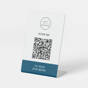 Signe De Table Menu Code QR Logo Contactless Moderne Pedestal S