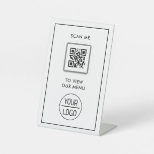Signe De Table Menu Code QR Logo Contactless Moderne Pedestal S