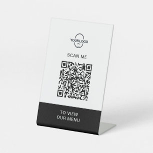 Signe De Table Menu Code QR   Logo Contactless Moderne Pedestal S