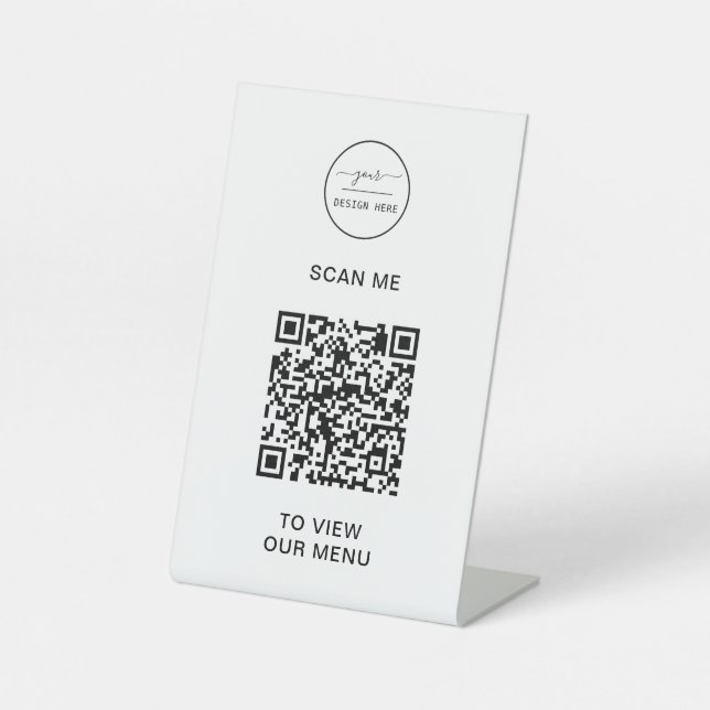Signe De Table Menu Code QR | Logo moderne sans contact (Recto)