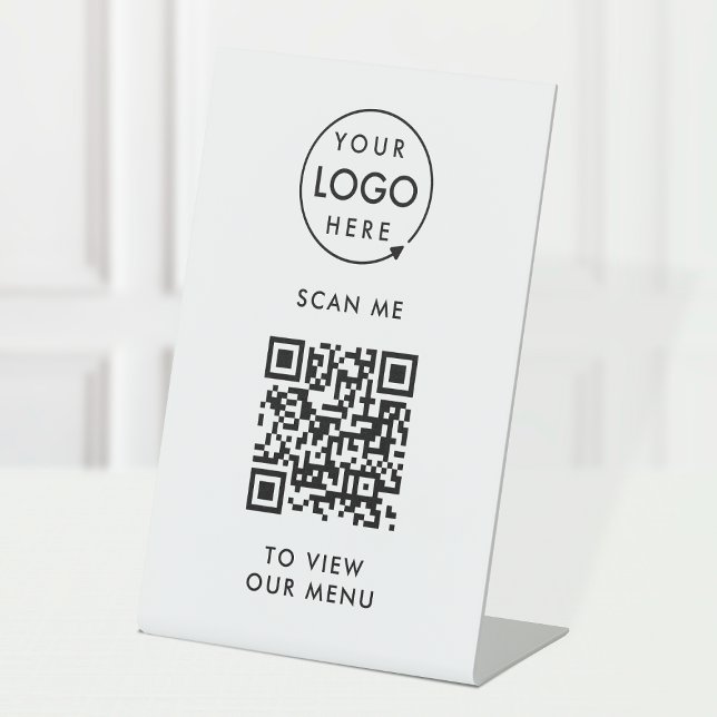 Signe De Table Menu Code QR | Logo moderne sans contact (Créateur téléchargé)