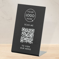 Menu Code QR | Logo noir sans contact moderne