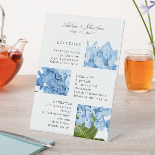 Signe De Table Menu Consommation moderne Blue Hydrangea Signature