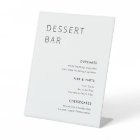 Menu de bar à desserts de mariage minimaliste mode