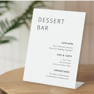 Signe De Table Menu de bar à desserts de mariage minimaliste mode