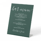 Menu de bar de mariage à écriture signature vert é