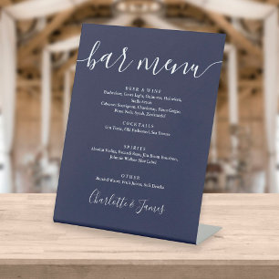 Signe De Table Menu de bar de mariage à l'écriture de signature b