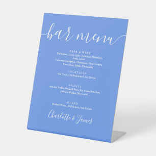 Signe De Table Menu de bar de mariage à l'écriture moderne bleu b