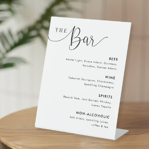Signe De Table Menu de bar de mariage en calligraphie moderne