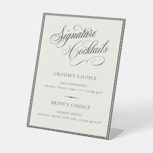 Signe De Table Menu de bar de mariage pour cocktails signature ST
