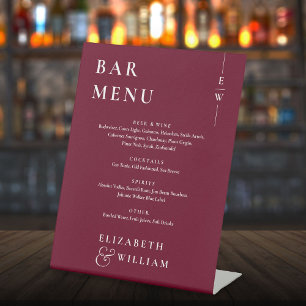 Signe De Table Menu de bar moderne minimaliste bordeaux