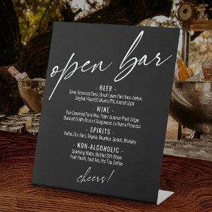 Signe De Table Menu de bar ouvert contemporain écriture manuscrit