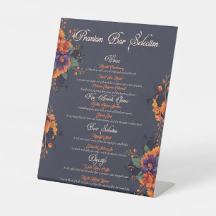 Signe De Table Menu de boissons crâne floral gothique élégant 3D