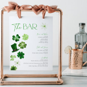 Signe De Table Menu de cocktails du bar de mariage de la Saint-Pa