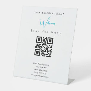 Signe De Table Menu de code QR numérisable noir blanc professionn