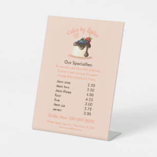 Signe De Table Menu de dessert personnalisé doux et élégant