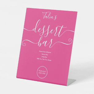 Signe De Table Menu de la barre de dessert du logo Mariage rose c