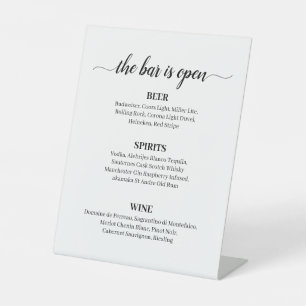 Signe De Table Menu de la barre de Mariage de calligraphie minima