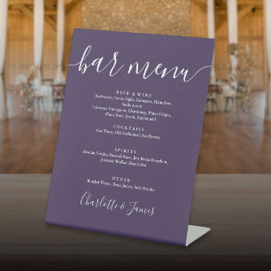 Signe De Table Menu de la barre de Mariage de script de signature