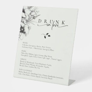 Signe De Table Menu de la barre de Mariage Floral Noir