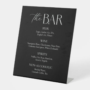 Signe De Table Menu de la barre de Mariage noire moderne