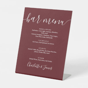 Signe De Table Menu de la barre de Mariage Rosewood Pink Élégant 