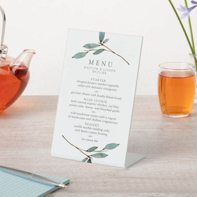 Signe De Table Menu de la collection de Mariages de liss botaniqu (In SItu)